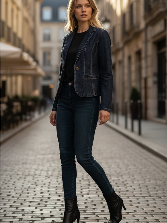 Baccini Jackets & Blazers - Baccini Dark Indigo Denim Blazer Jacket